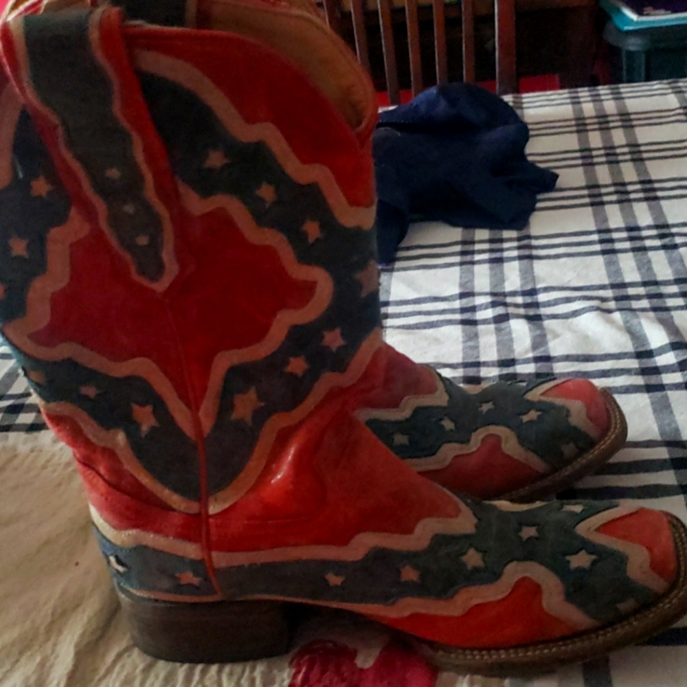 Rebel flag cowboy boots